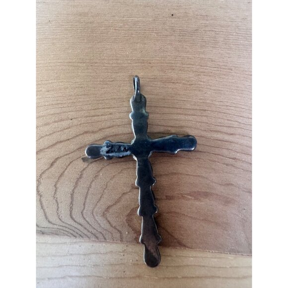 Zuni Sterling Silver Turquoise Cross Pendant - Picture 7 of 11